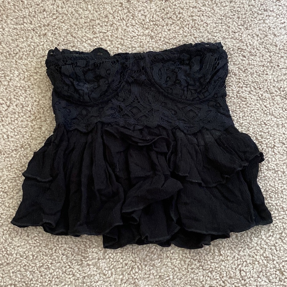 Free people black ruffle tub top